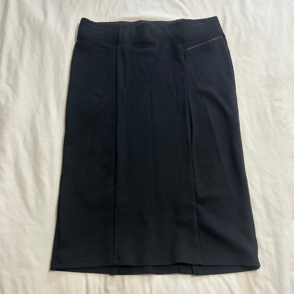 89th + Madison Womens Black Ponte Knit Pencil‎ Skirt Elastic Waist Size S